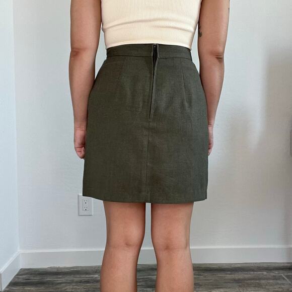 Vintage 90s Rampage Olive Green Mini Skirt Size 9 High Waist Made in USA - Picture 2 of 9